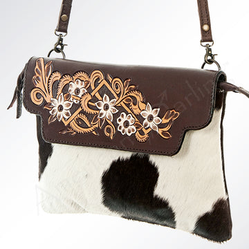 American Darling ADBG241 Envelope Hand Tooled Hair On Genuine Leather Women Bag Western Handbag Purse